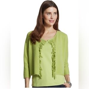 Chico’s 100% Wool Flora Fringe Cardigan, Size 2
